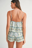 Floral Printed Peplum Top and Shorts Set