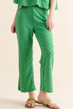 Brushed Texture Checker Board Pattern Casual Pants