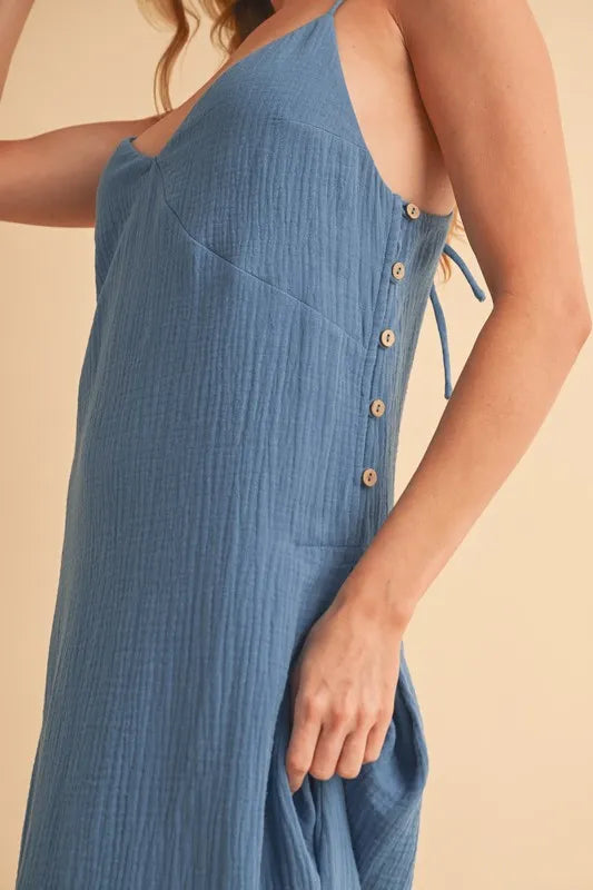Side Button Midi Cami Dress