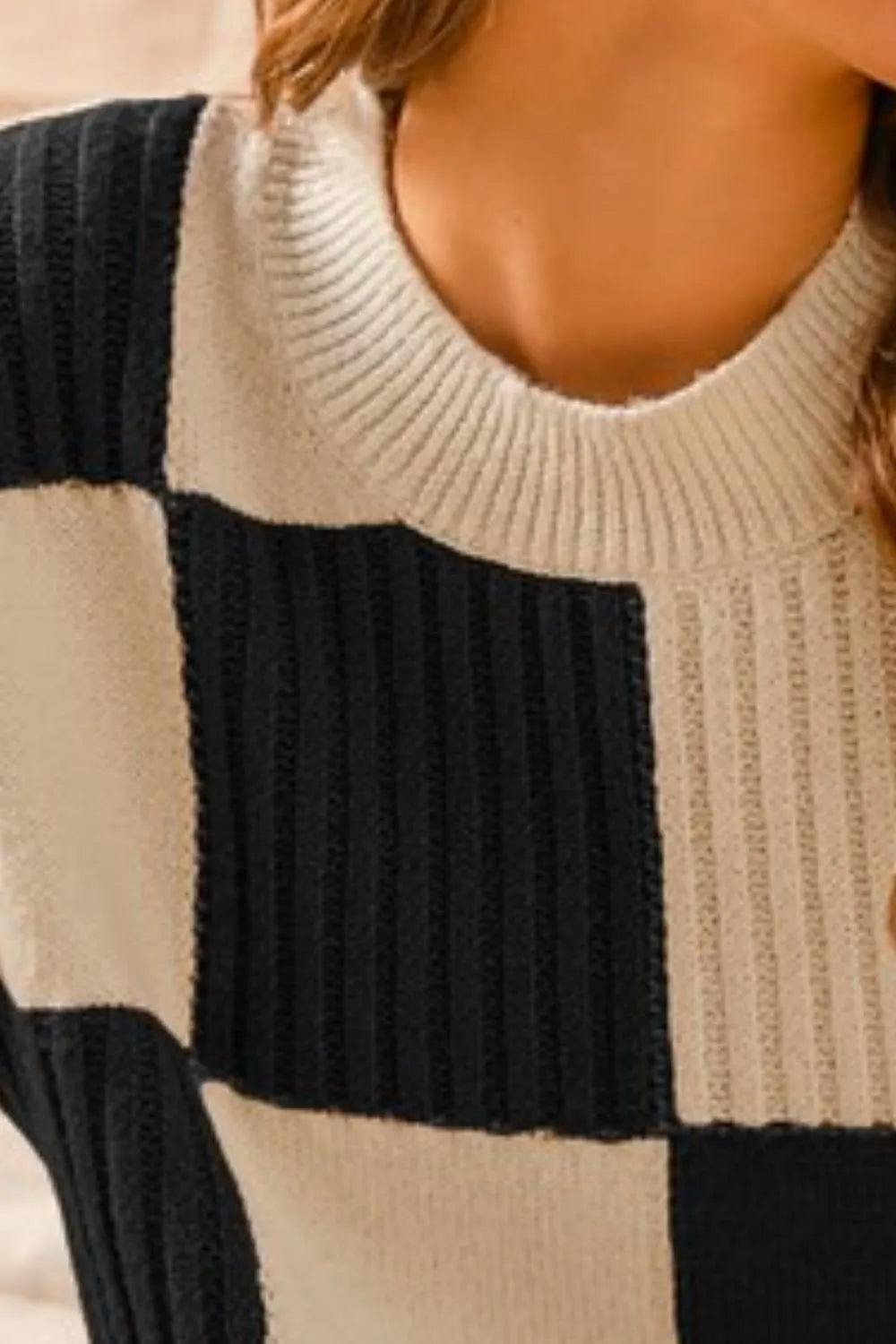 Check Plaid Casual Sweater Top