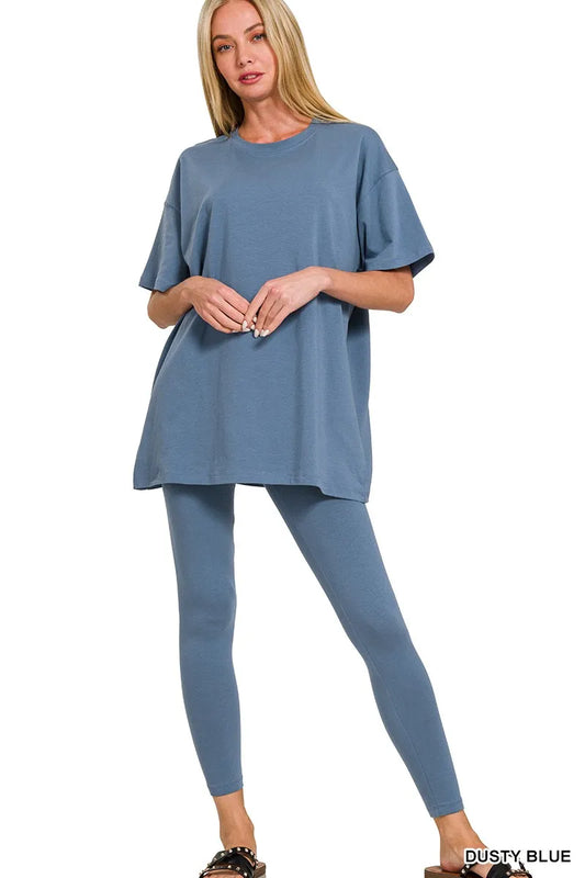 Relaxed Fit Cotton Top & Matching Leggings Set