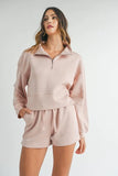Half Zip Sweatshirt and Shorts Set