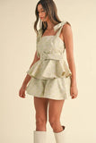 Jacquard Floral Peplum Top and Flare Shorts Set