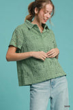 Lace Patch Short Sleeve Button-Up Shirt