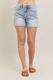 Full Size Frayed Hem High Rise Denim Shorts with Pockets Plus Size