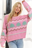 Full Size Fluffy Tree Sweater Top