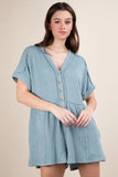 Two Tone Ribbed Knit Comfy Casual Romper