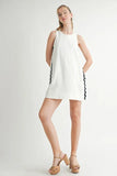 Linen Mix Side Ric Rac A-Line Mini Dress
