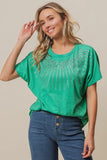 Rhinestone Beaded Short Sleeve Top