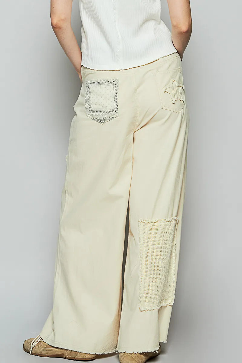 Edgy Star Accent Wide-Leg Pants