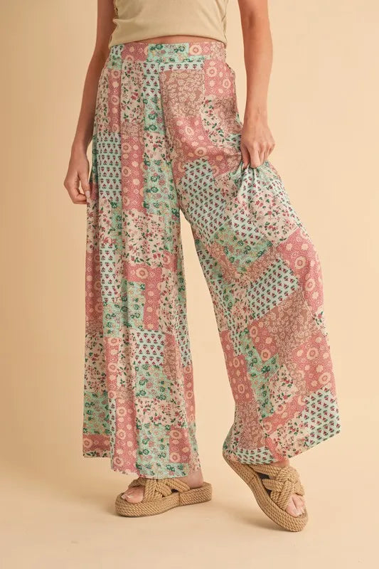 Printed Wide Leg Pants