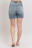 High Waist Vintage Wash Side Slit Denim Shorts