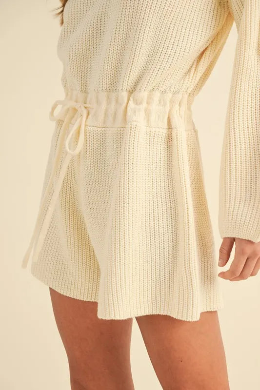Round Neck Long Sleeve Sweater Romper