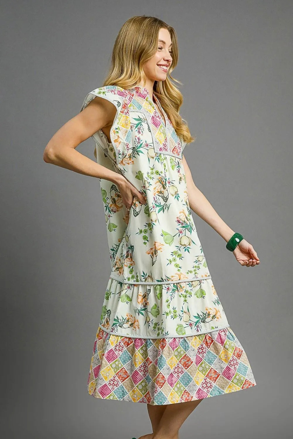 Boho Blossom Empire Midi Dress