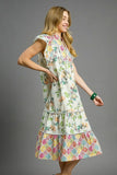 Boho Blossom Empire Midi Dress