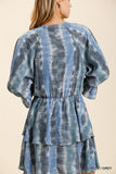 Boho-Chic Ruffled Wrap Dress with Elastic Waistbelt