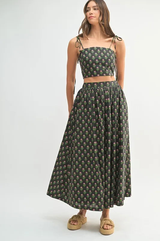 Floral Crop Top and Skirt Set