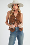 Heart Rivet Detail Suede Vest Coat