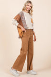 Twill High Waisted Button Fly Wide Leg Pants