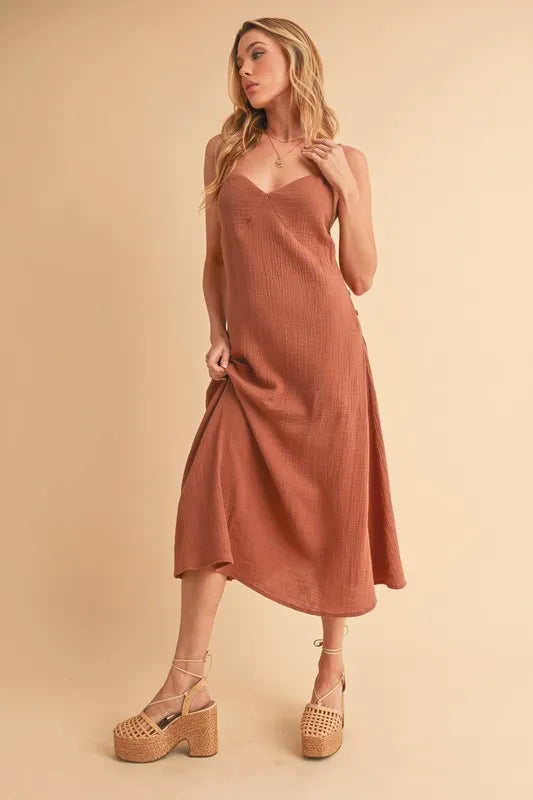 Side Button Midi Cami Dress