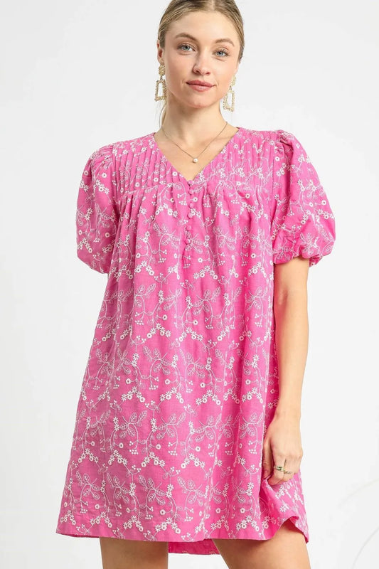 Romantic Puff Sleeve V-Neck Floral Dress