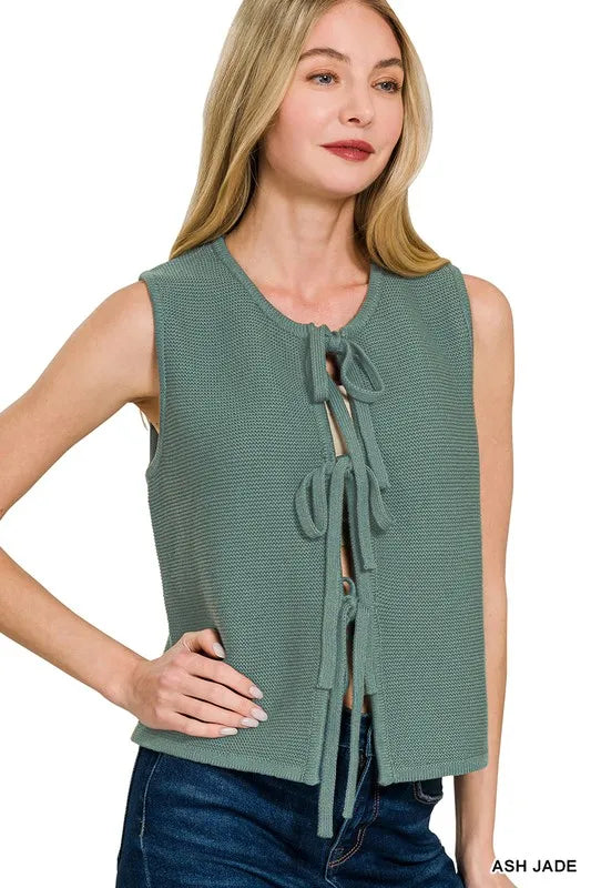 Tie Front Sweater Vest