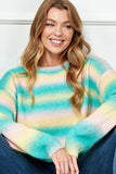 Ombre Drop Shoulder Knit Pullover Sweater