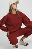 Pleated Detail Sweatshirt with Round Neck