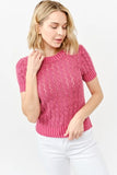 Washed Short Sleeve Light Weight Sweater