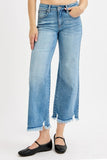 Full Length Cropped Wide Leg Denim Pants
