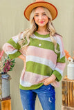 Multi Striped Mesh Pullover Spring Sweater