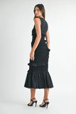 Ruffled Popcorn Smocked Mermaid Midi Dress