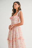 Floral Printed Shoulder Strap Midi Dress