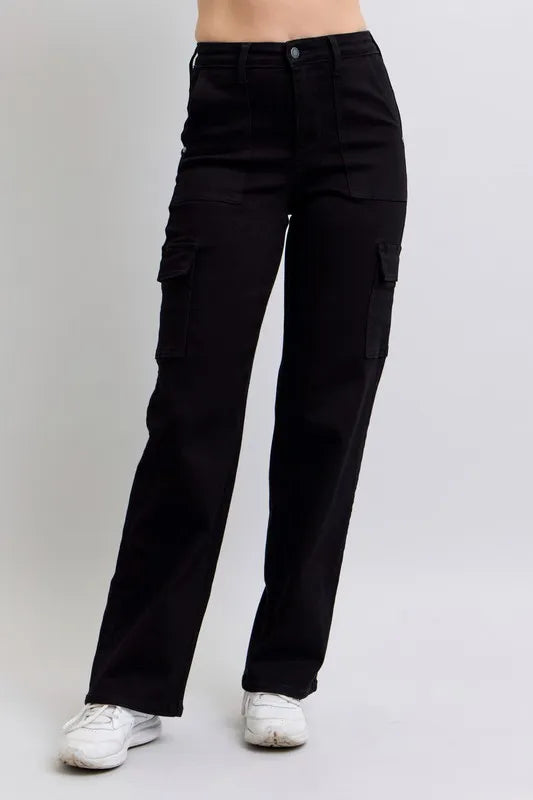 Full Size High Waist Cargo Wide Leg Jeans Plus Size