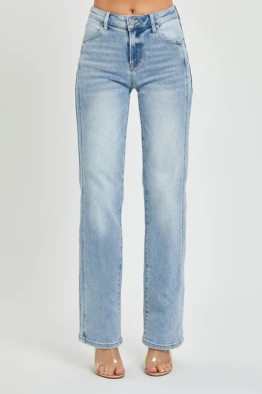 Plus Size Mid Rise Straight Jeans
