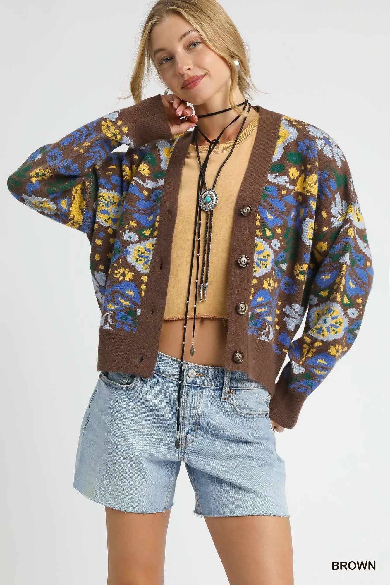 Vintage Floral Button-Up Cardigan