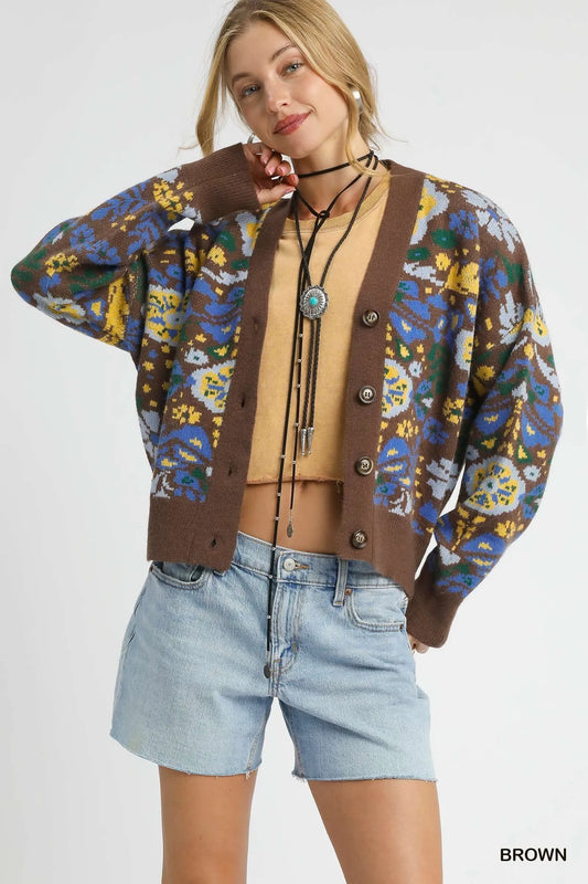 Vintage Floral Button-Up Cardigan
