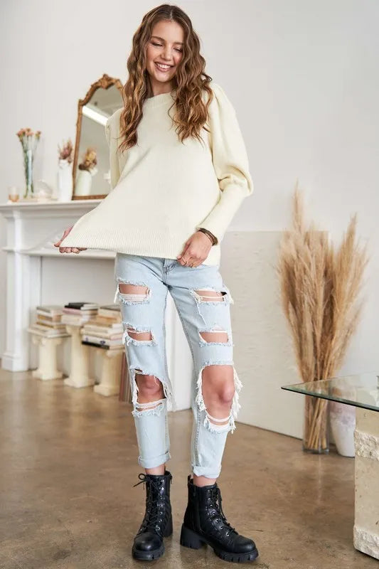 Puff Shoulder Sweater