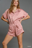 Chic Button-Front Charmeuse Romper