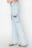 Full Size High Rise Cargo Flare Jeans