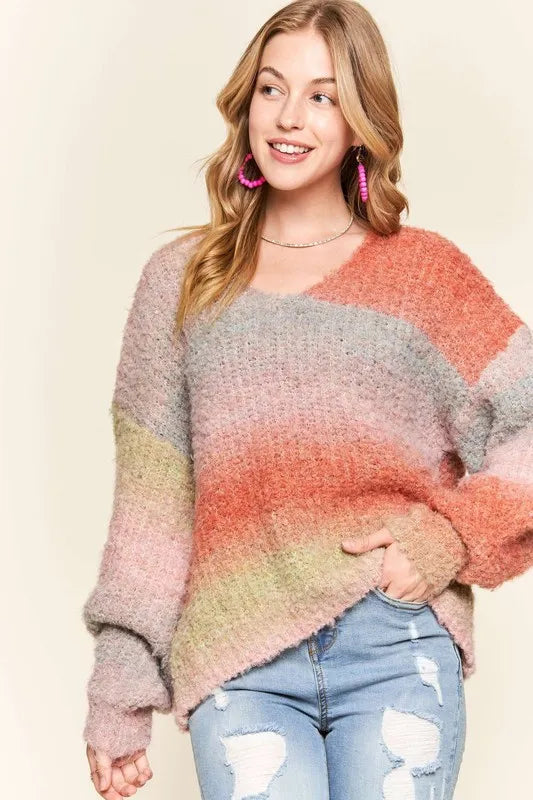 Multi Color Ombre Sweater Top