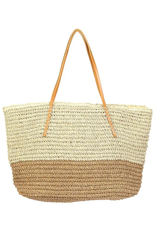 Straw Braided Beach Tote Bag