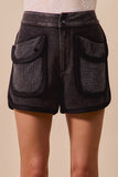 High-Waisted Cargo Shorts with Mesh Pockets