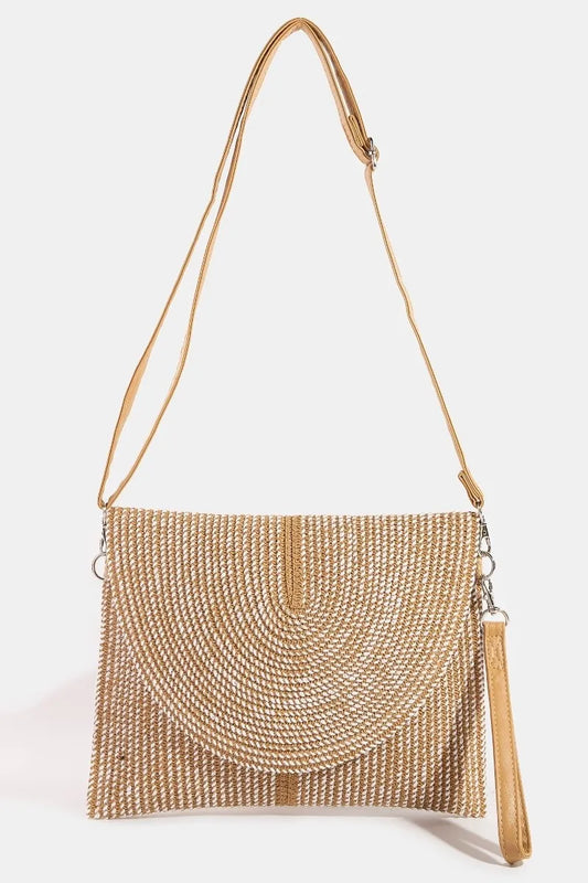 Two Tone Intricate Paper Woven Envelope Clutch Bag