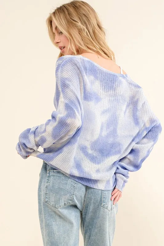 Blue Tie Dye Twisted Sweater