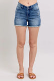 Full Size V-Front Denim Shorts with Shield Pockets Plus Size