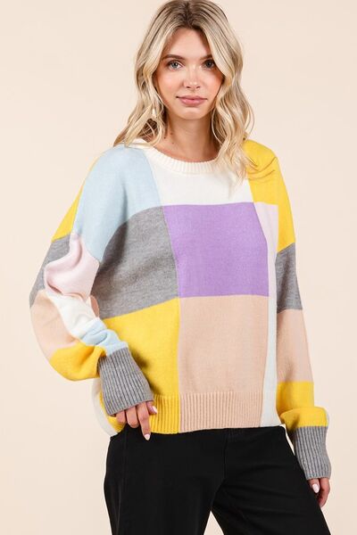 Mittoshop Color Block Round Neck Sweater