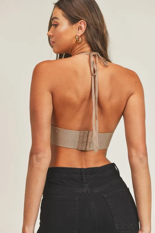 Long Sleeve Crop Sweater Top and Inner Bra Set