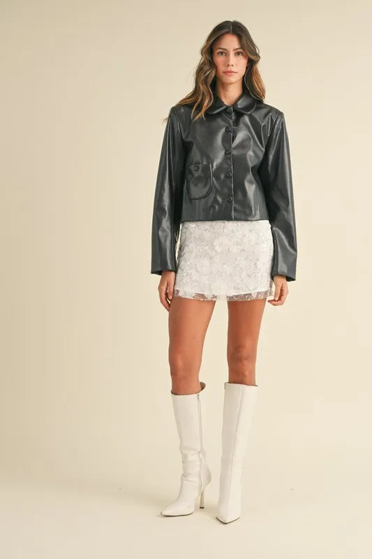 3D Floral Embellished Applique Mini Skirt