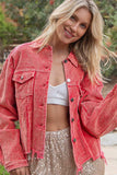 Oversized Corduroy Button-Front Jacket
